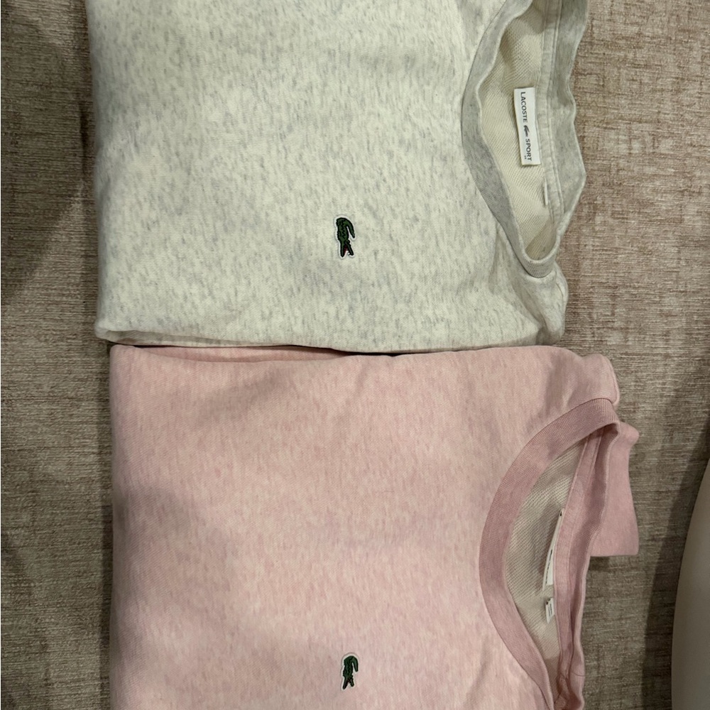 Lacoste Crewneck Sweatshirt Pair - Pink & Heather Cream